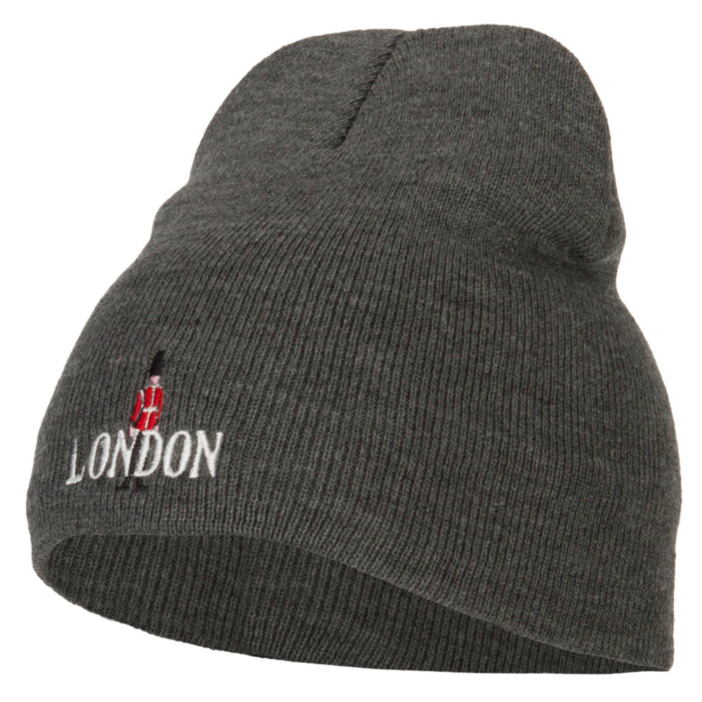 London Queen Guard Embroidered Knitted Short Beanie - Dk Grey OSFM
