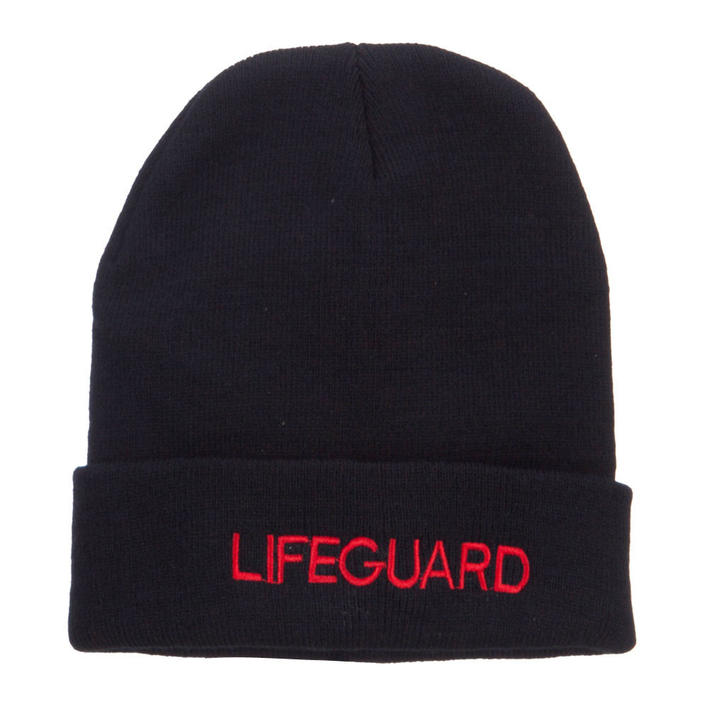 Lifeguard Embroidered Long Cuff Beanie - Black OSFM