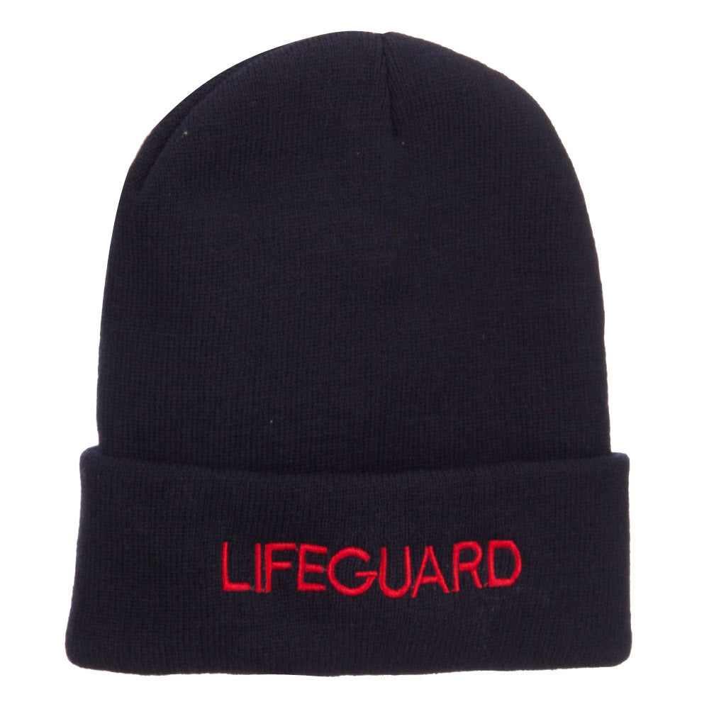 Lifeguard Embroidered Long Cuff Beanie - Navy OSFM