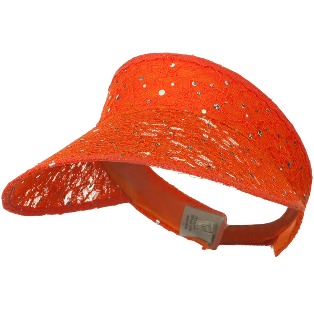 Lace Glitter Sun Visor - Orange OSFM