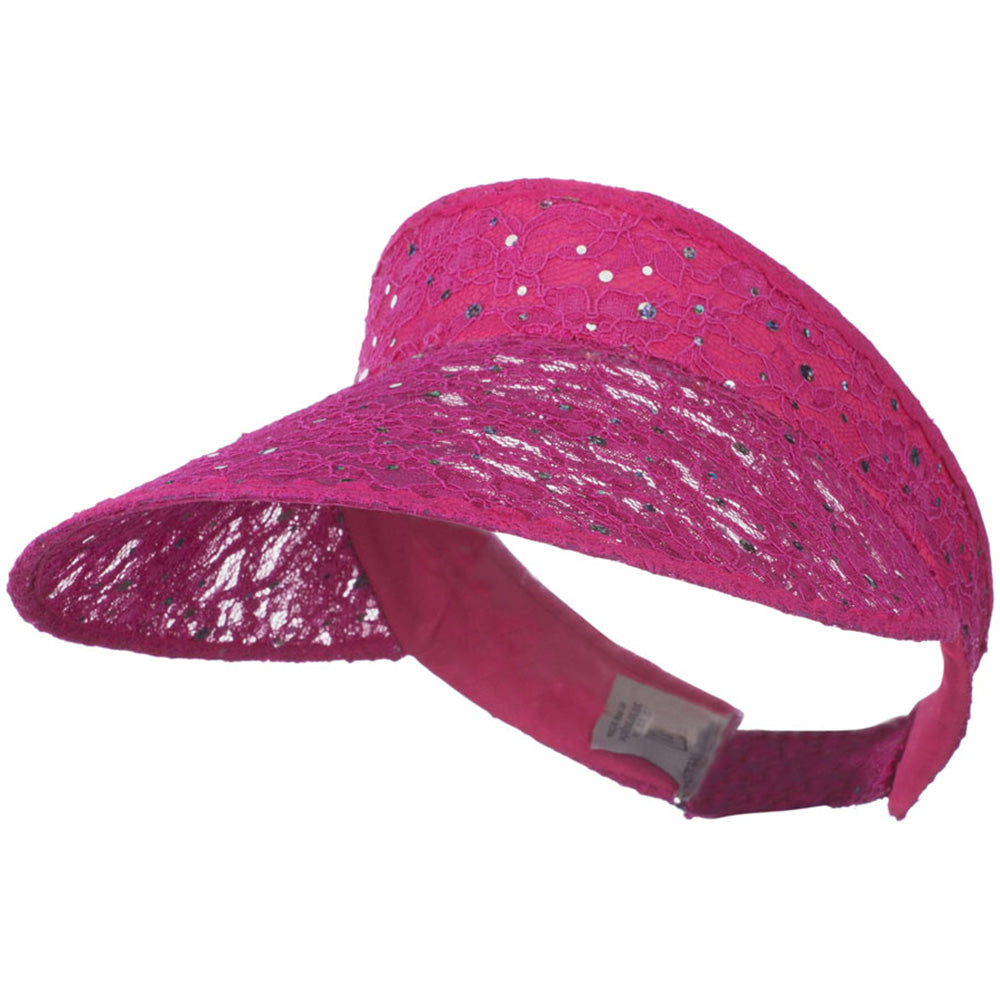 Lace Glitter Sun Visor - Fuchsia OSFM