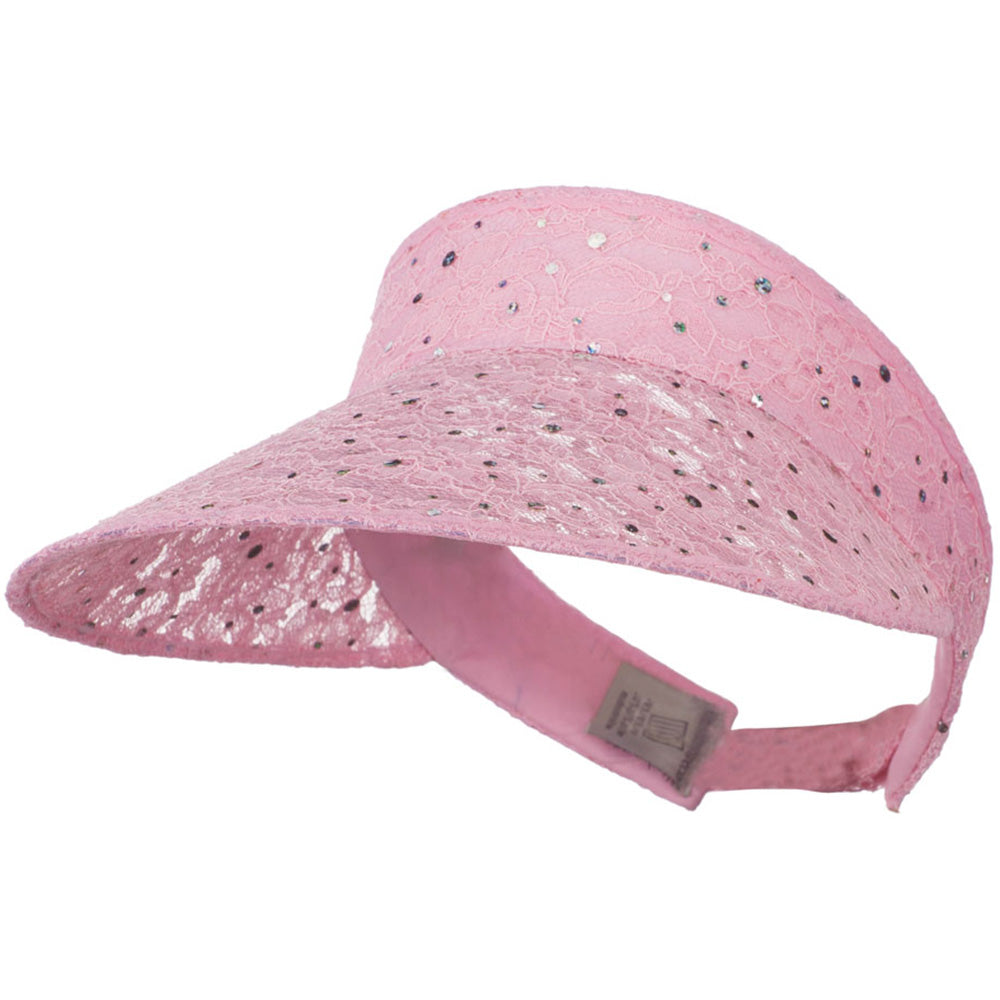 Lace Glitter Sun Visor - Pink OSFM