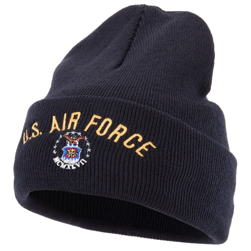 US Air Force Logo Military Embroidered Long Beanie - Navy OSFM