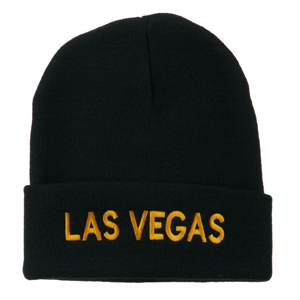 Las Vegas Embroidered Long Beanie - Navy OSFM