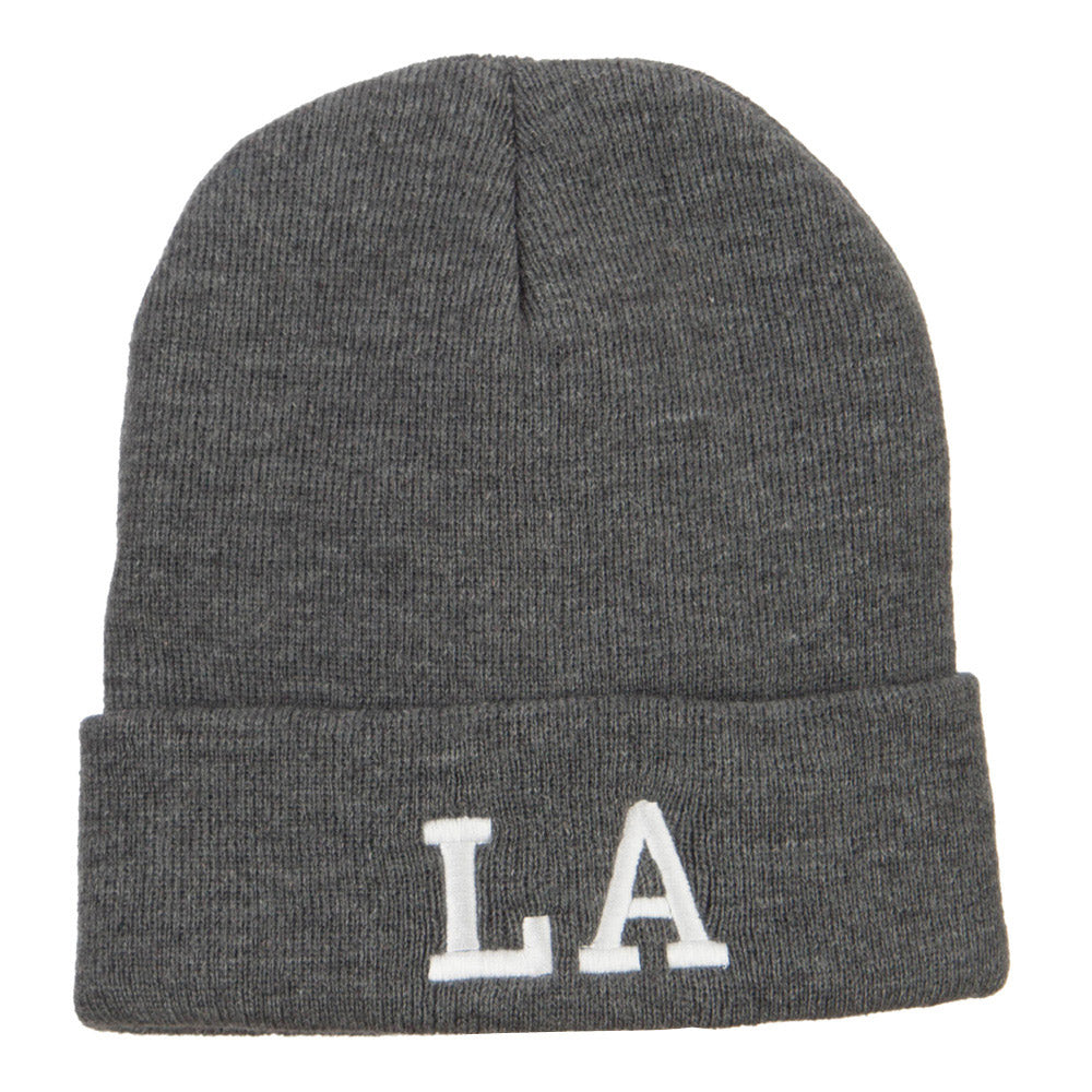 LA Louisiana State Embroidered Long Beanie - Dk Grey OSFM