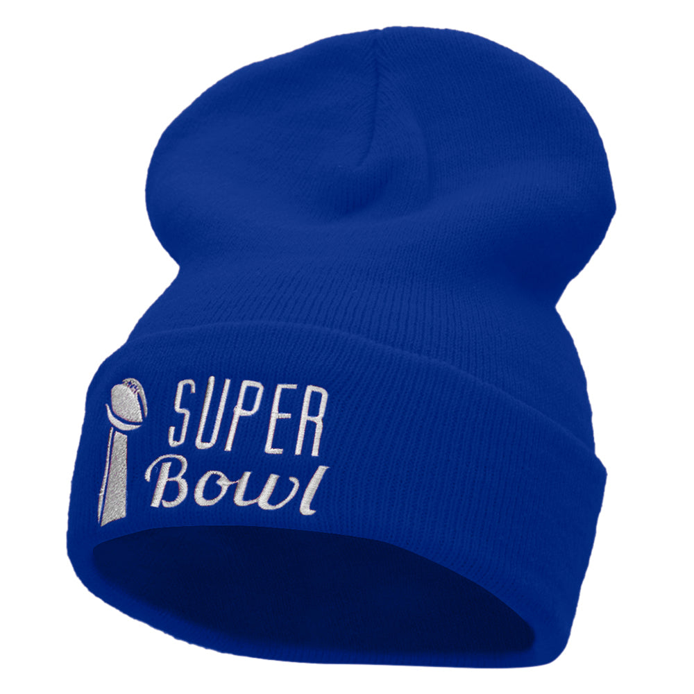 Super Bowl Embroidered 12 Inch Long Knitted Beanie - Royal OSFM