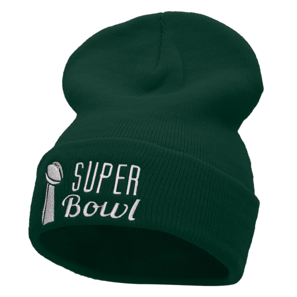 Super Bowl Embroidered 12 Inch Long Knitted Beanie - Dark Green OSFM