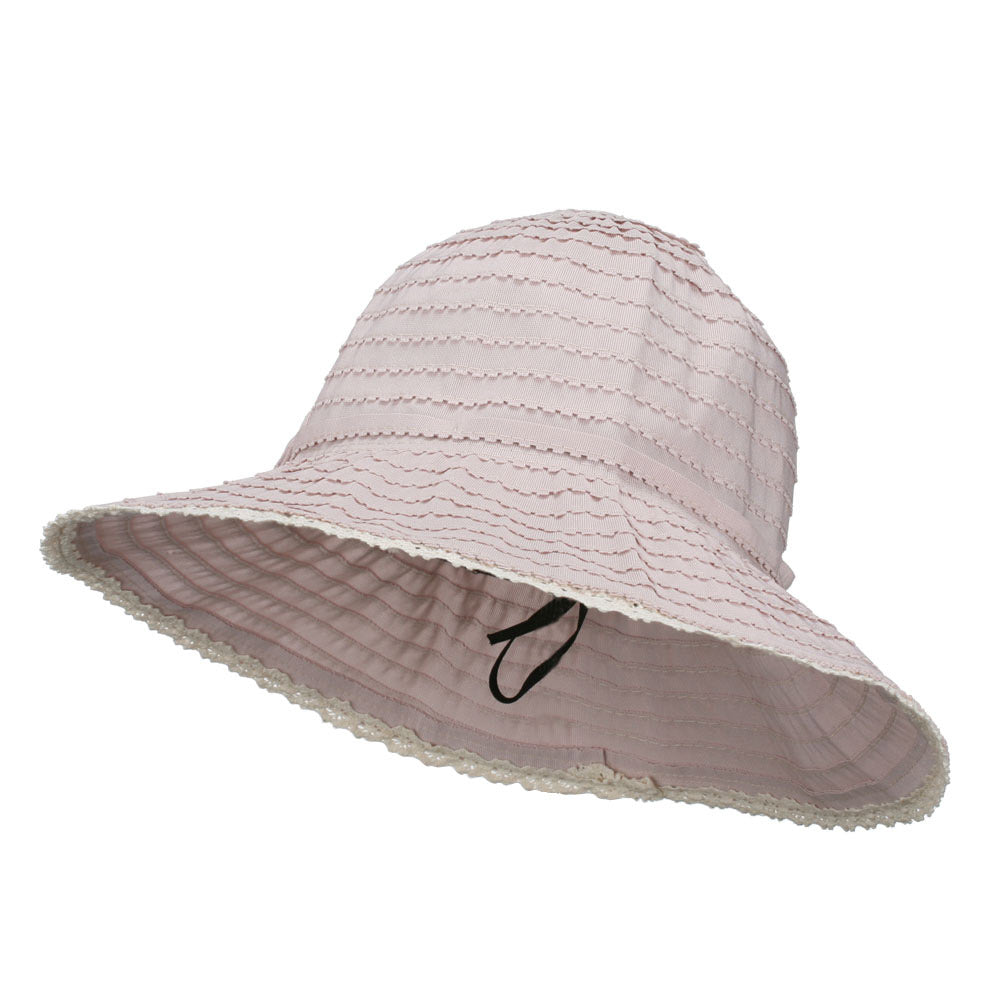 Crushable Bucket Hat With Flower Accent - Pink OSFM