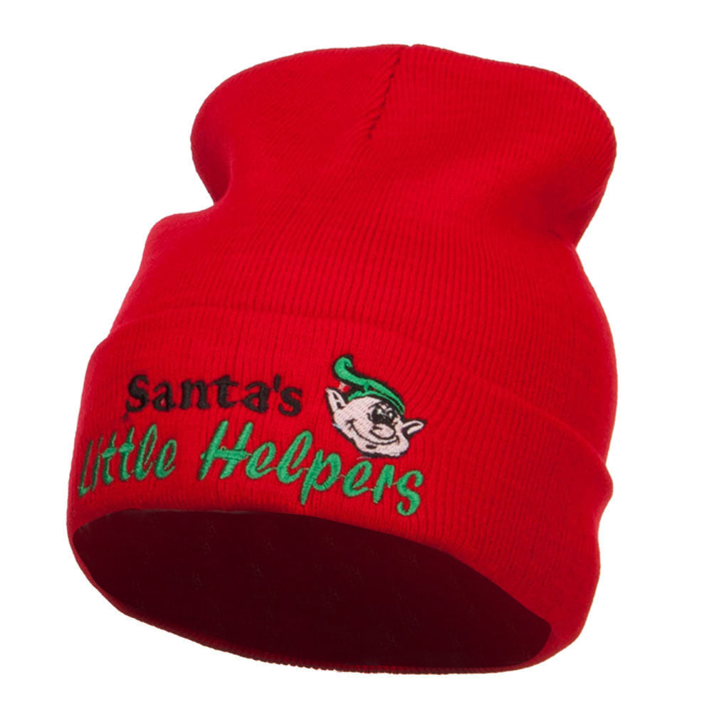 Santa&#039;s Little Helpers Embroidered Long Beanie - Red OSFM