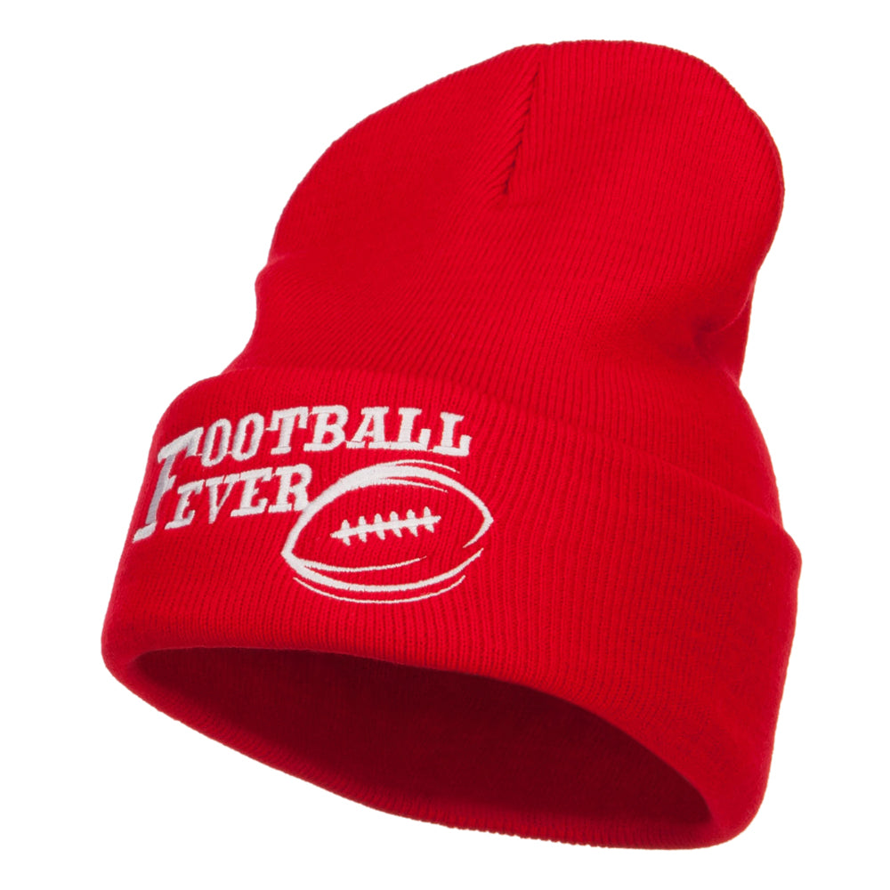 Football Fever Embroidered Long Beanie - Red OSFM