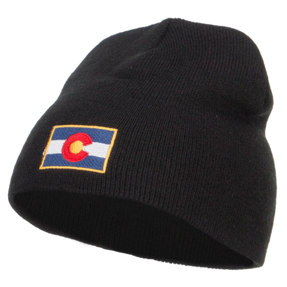 Colorado Flag Embroidered Short Beanie - Black OSFM