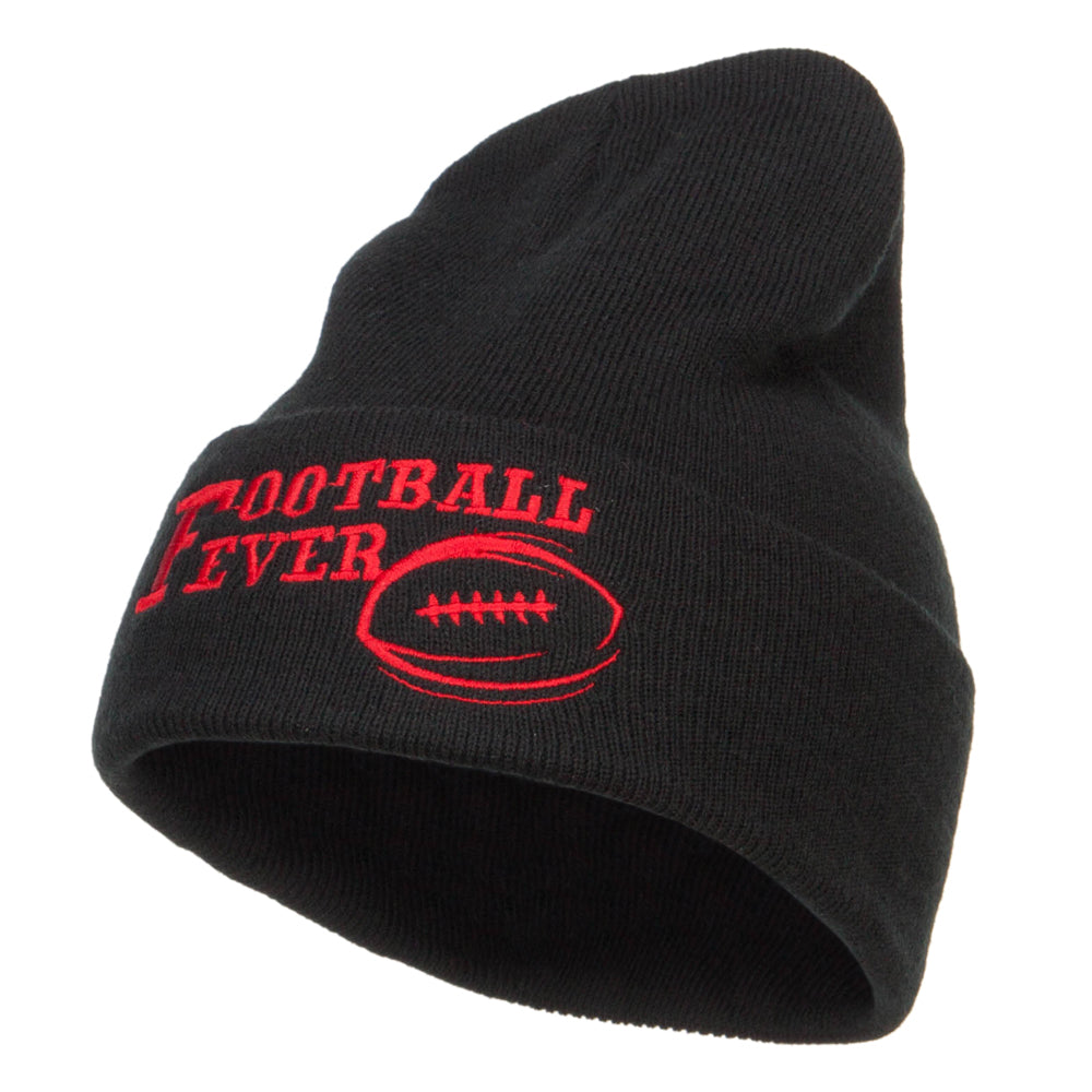 Football Fever Embroidered Long Beanie - Black OSFM