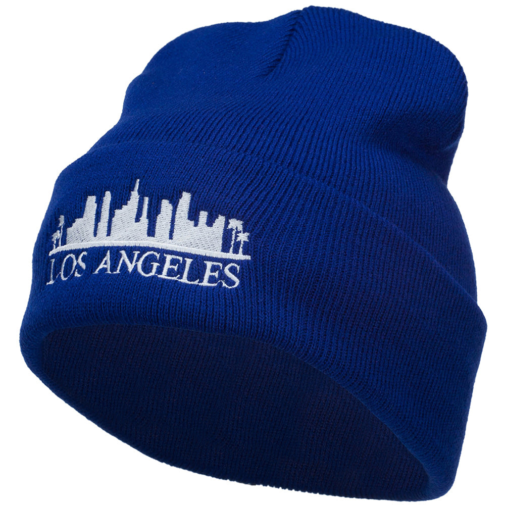 Los Angeles Skyline Embroidered Long Beanie - Royal OSFM