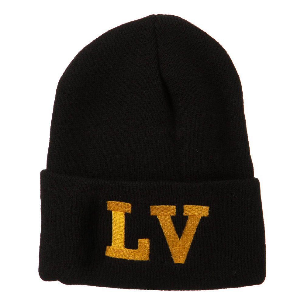 Las Vegas LV Embroidered Long Beanie - Black OSFM