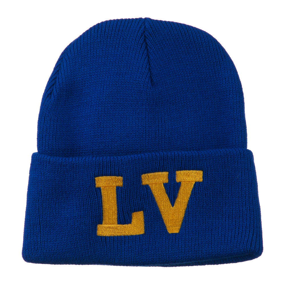 Las Vegas LV Embroidered Long Beanie - Royal OSFM