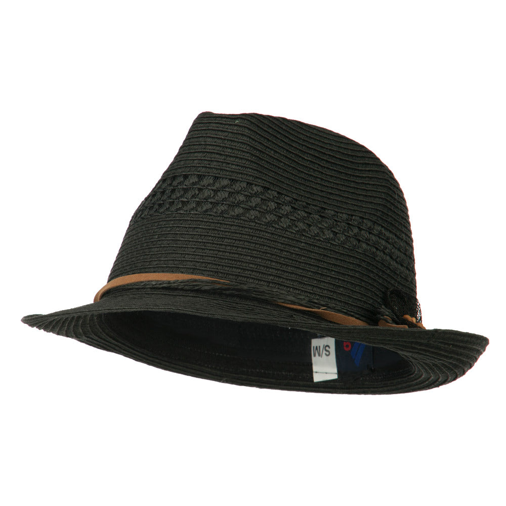 Ladies Toyo Braid Fedora Hat - Black OSFM