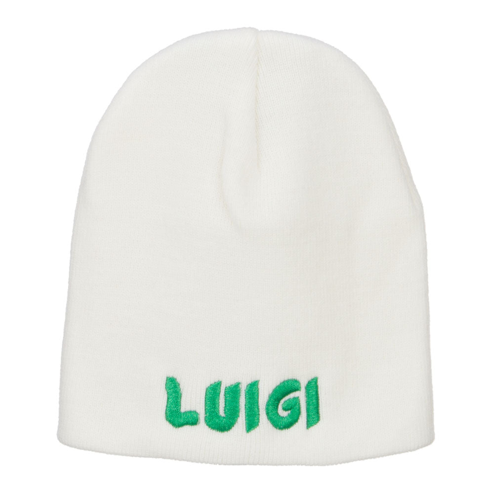 Luigi Letter Embroidered Short Beanie - White OSFM
