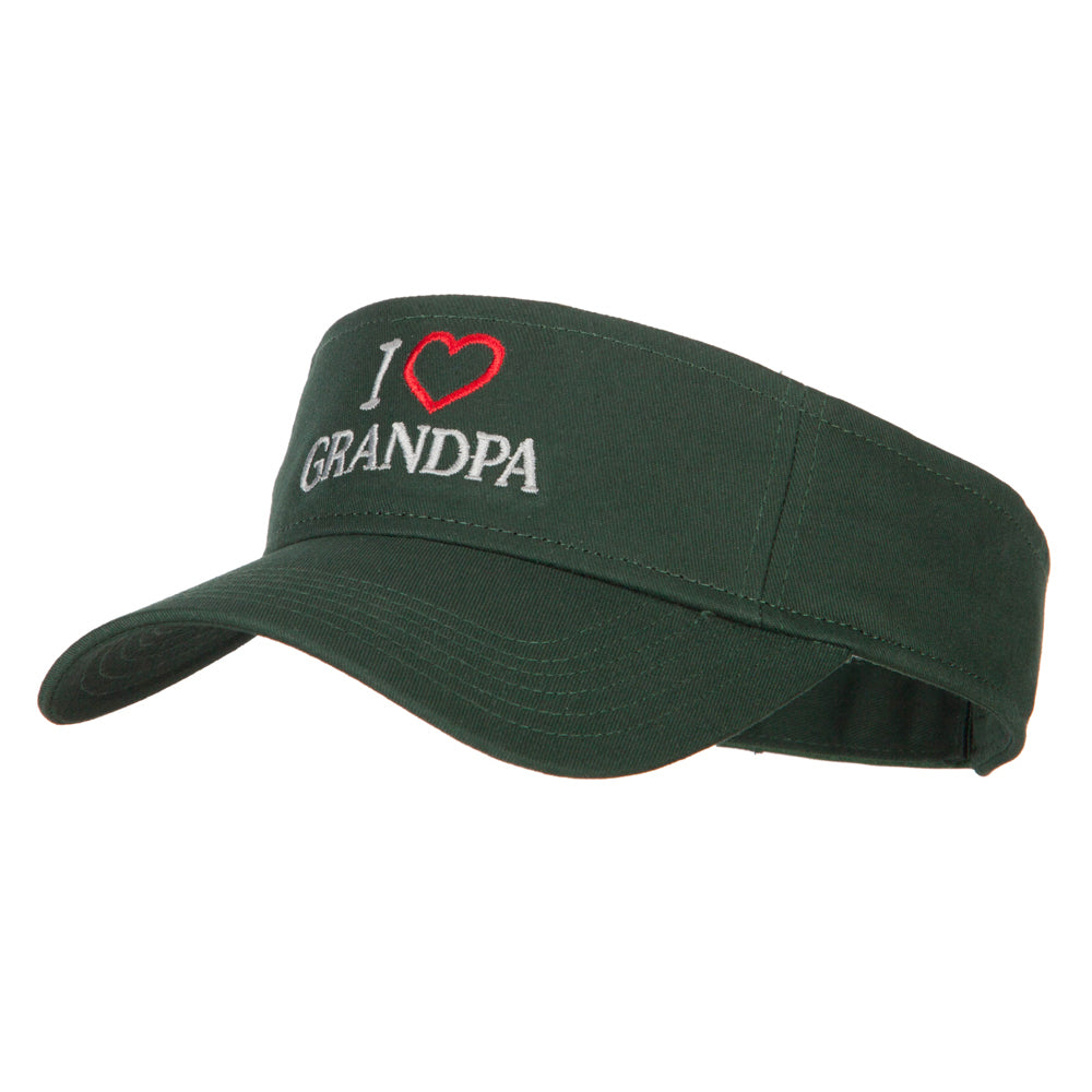 I Love Grandpa Embroidered Cotton Twill Sun Visor - Dk Green OSFM