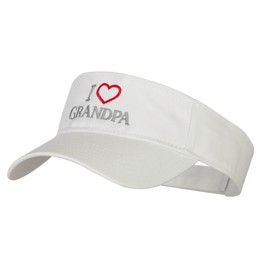 I Love Grandpa Embroidered Cotton Twill Sun Visor - White OSFM