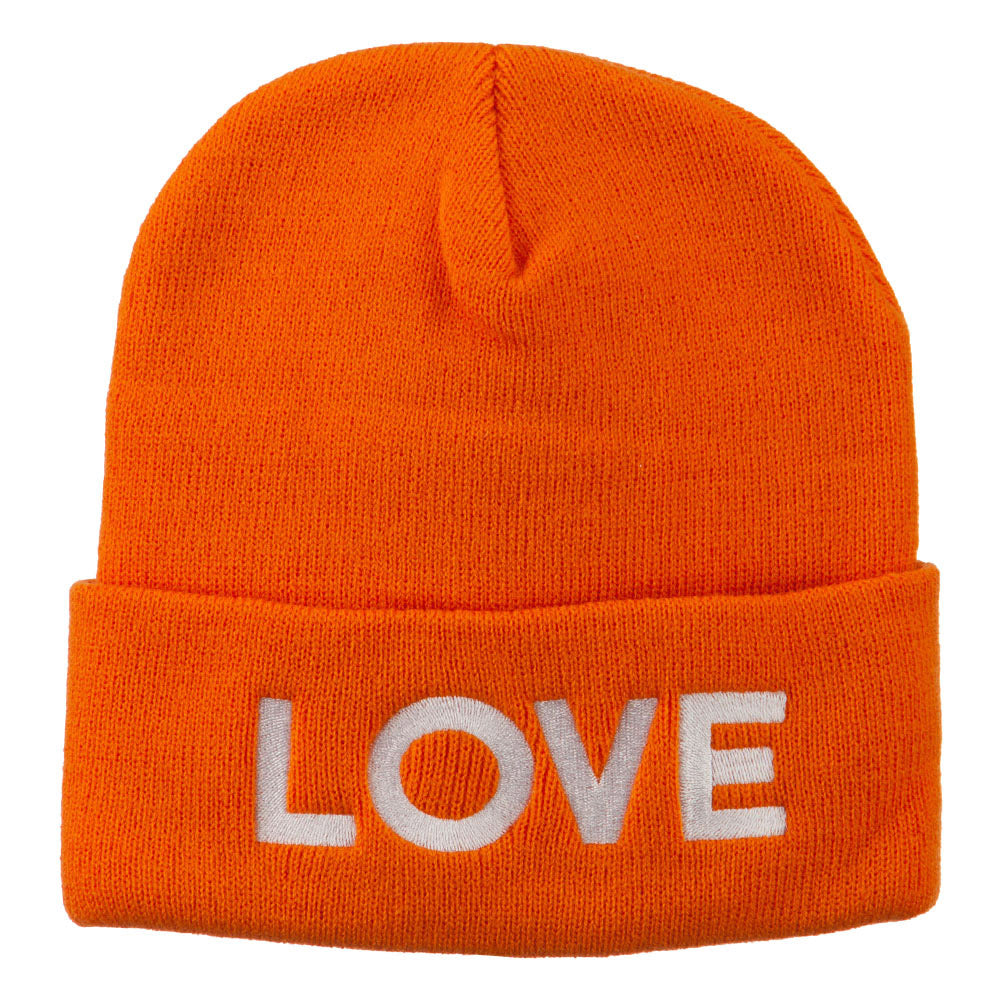 Love Embroidered Long Beanie - Orange OSFM