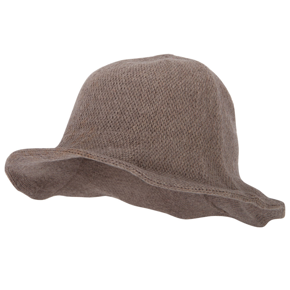 Ladies Wool Wired 3 Inch Brim Bucket Hat - Beige OSFM