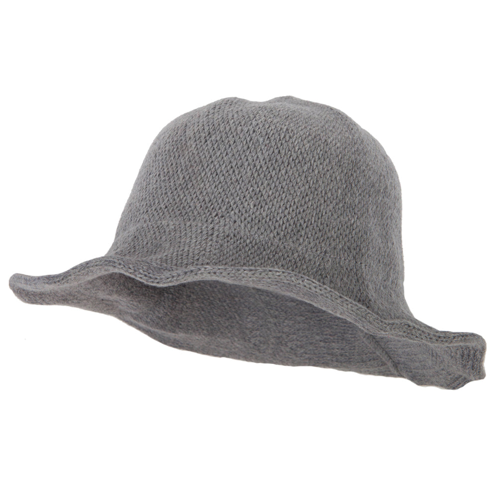 Ladies Wool Wired 3 Inch Brim Bucket Hat - Lt Grey OSFM