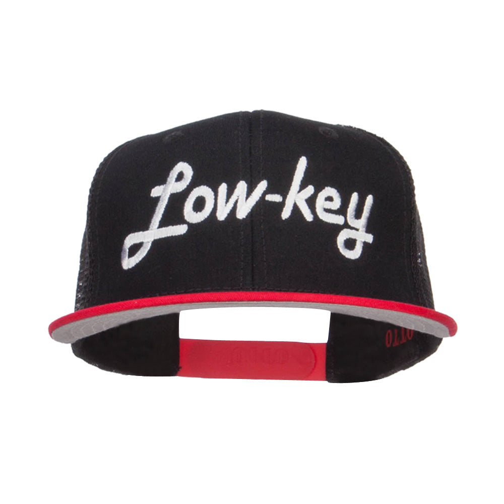 Low Key Embroidered Premium Mesh Snapback - Red Black OSFM