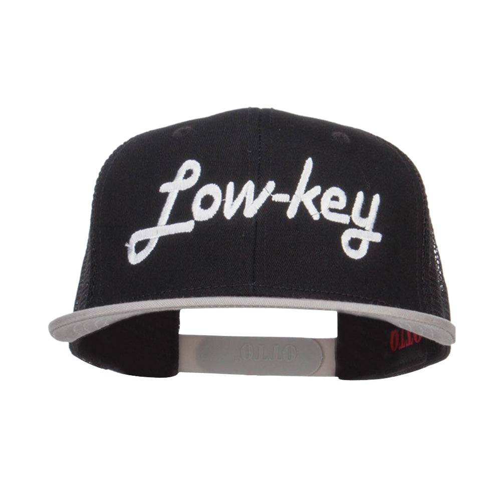 Low Key Embroidered Premium Mesh Snapback - Grey Black OSFM