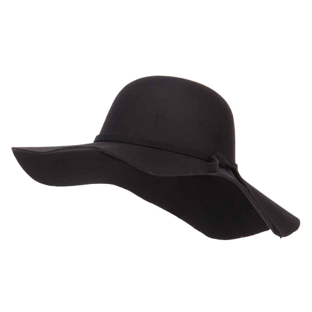 Polyester Floppy Wide Brim Hat - Black OSFM