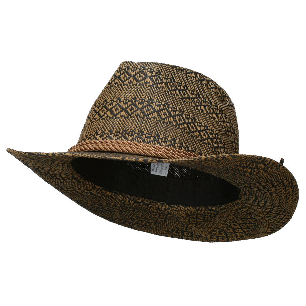 Men&#039;s Mix Braid Large Brim Fedora - Brown XL