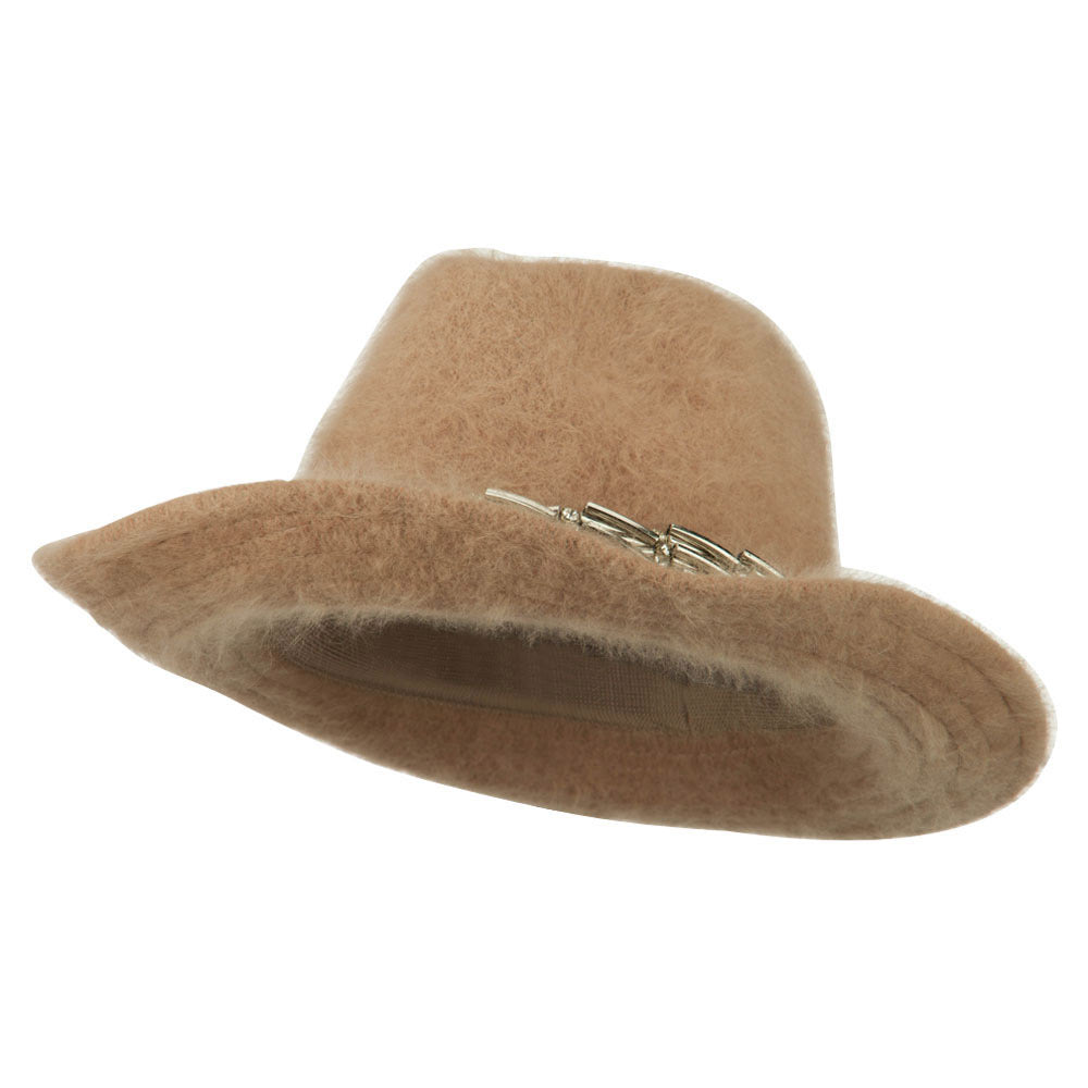 Metal Band Angora Cowboy Hat - Tan OSFM