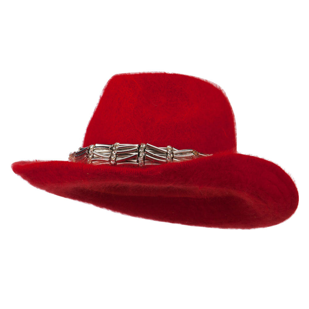 Metal Band Angora Cowboy Hat - Red OSFM