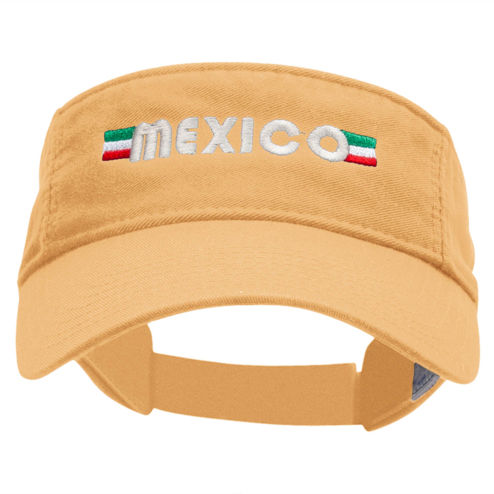 Mexico Banner Embroidered Pro Style Cotton Twill Washed Visor - Mango OSFM