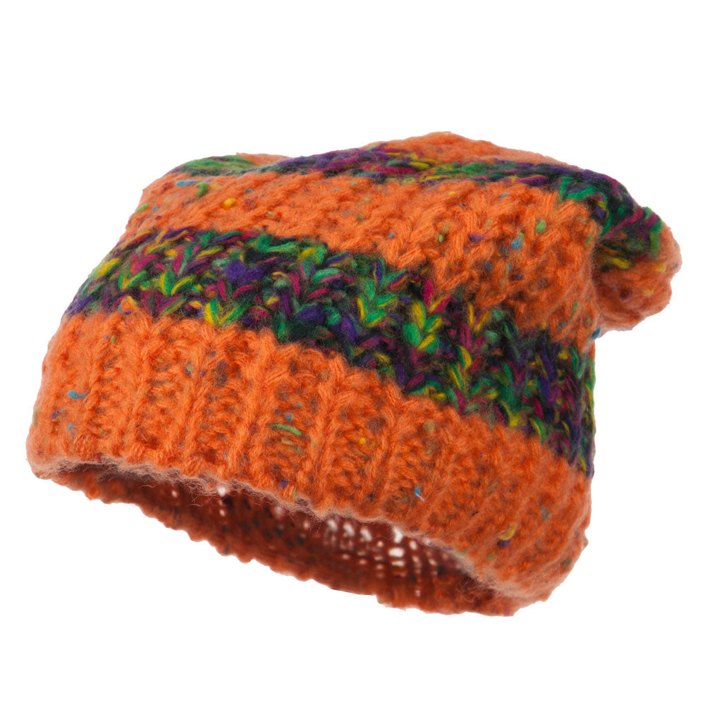 Multi Color Long Beanie - Orange OSFM