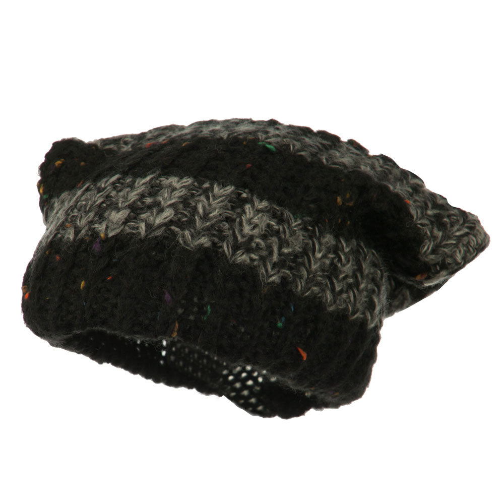 Multi Color Long Beanie - Black OSFM