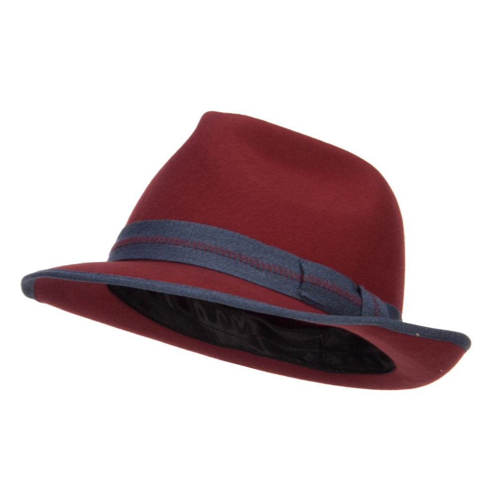 Women&#039;s Wool Felt Band Fedora - Apricot OSFM