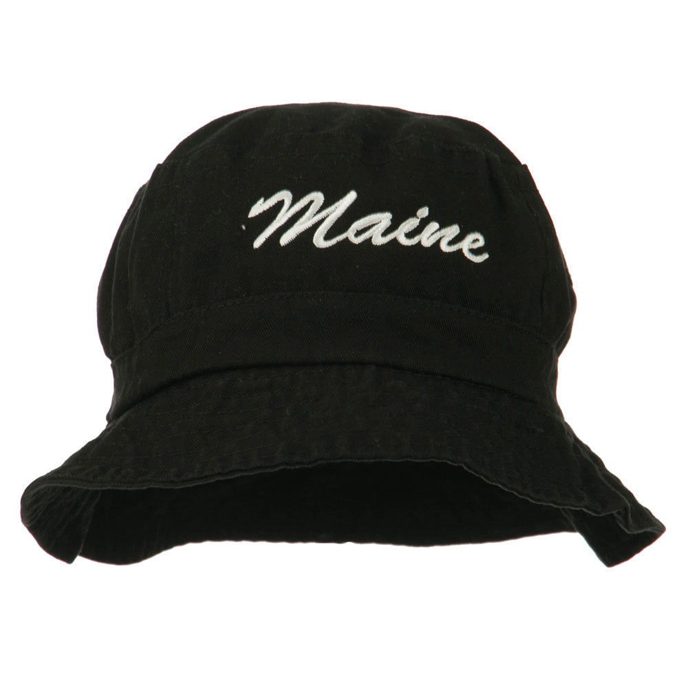 Maine Embroidered Bucket Hat - Black OSFM