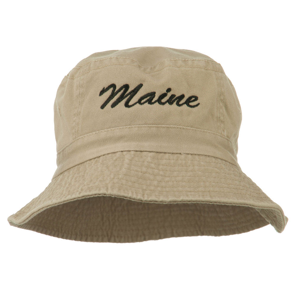 Maine Embroidered Bucket Hat - Khaki OSFM