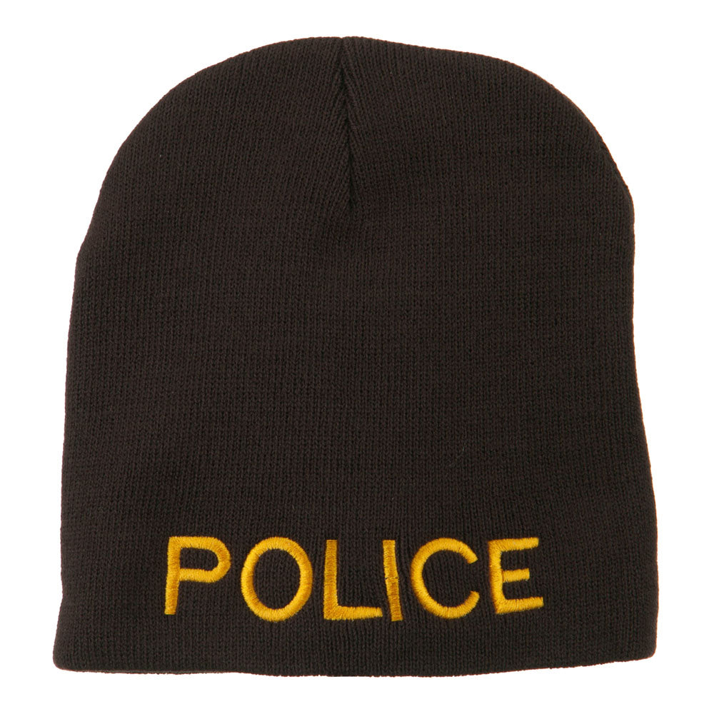 Military Police Embroidered Short Beanie - Brown OSFM