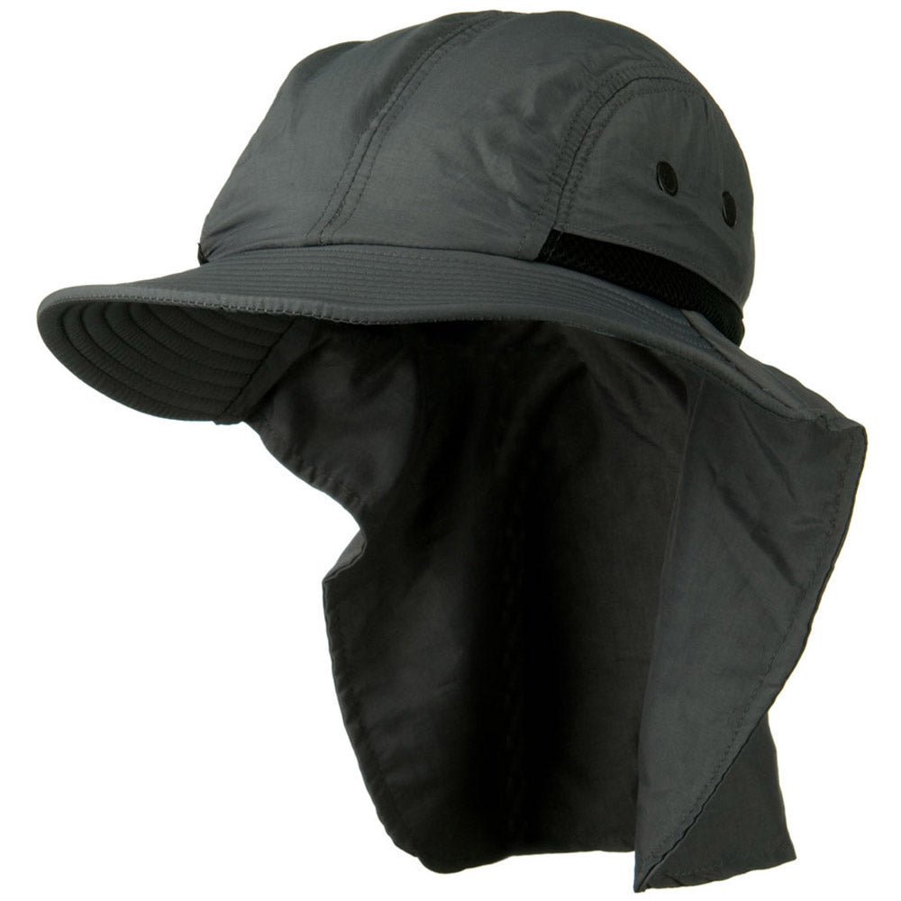 Mesh Sun Protection Flap Hat - Grey OSFM