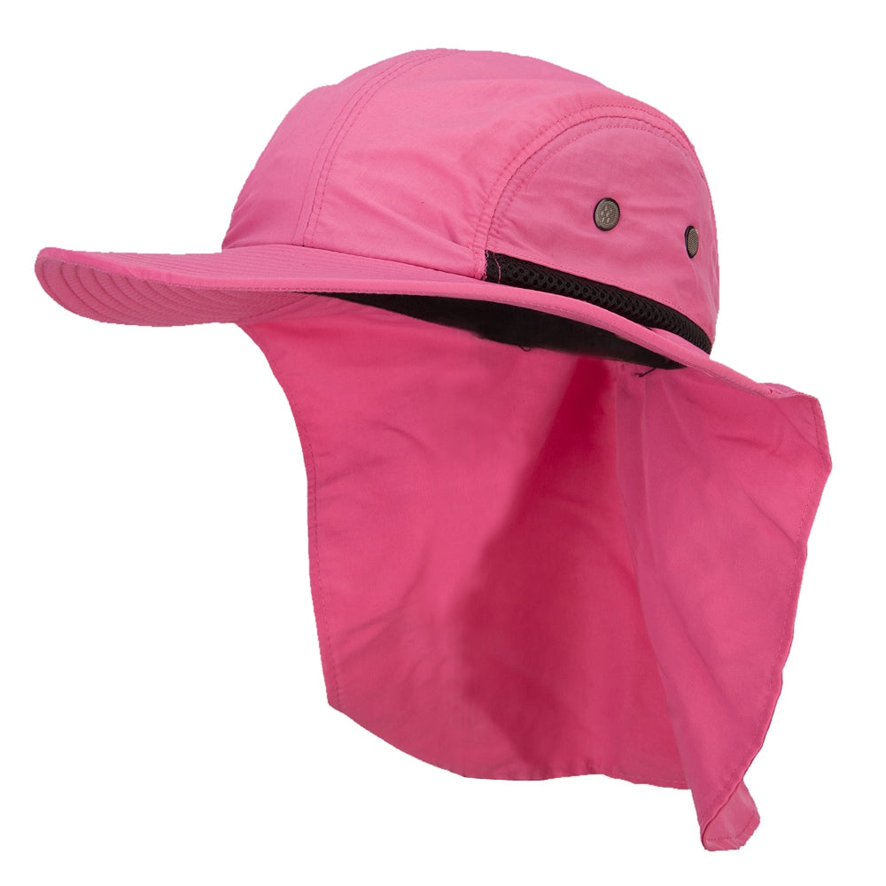 Mesh Sun Protection Flap Hat - Hot Pink OSFM