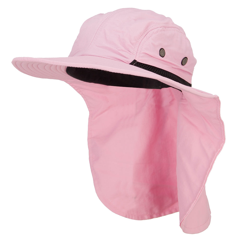 Mesh Sun Protection Flap Hat - Pink OSFM