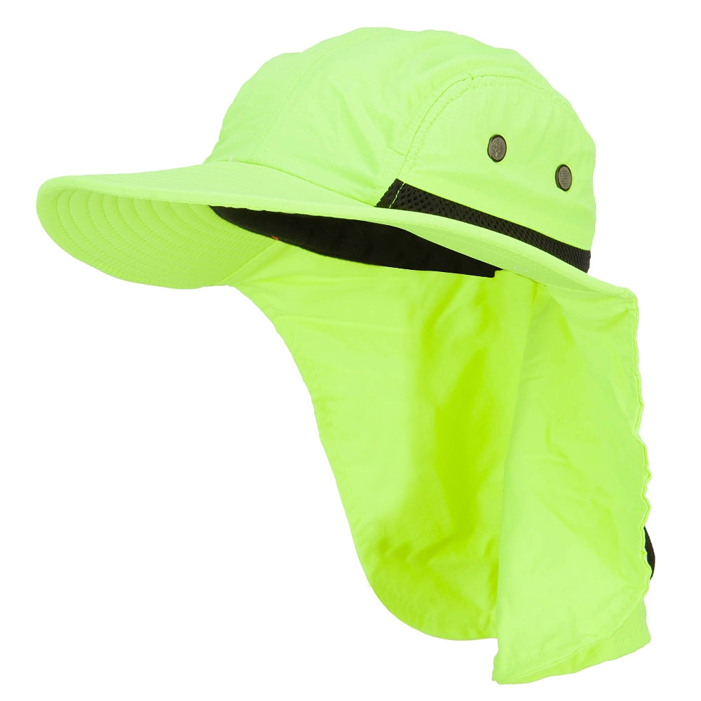 Mesh Sun Protection Flap Hat - Neon Yellow OSFM