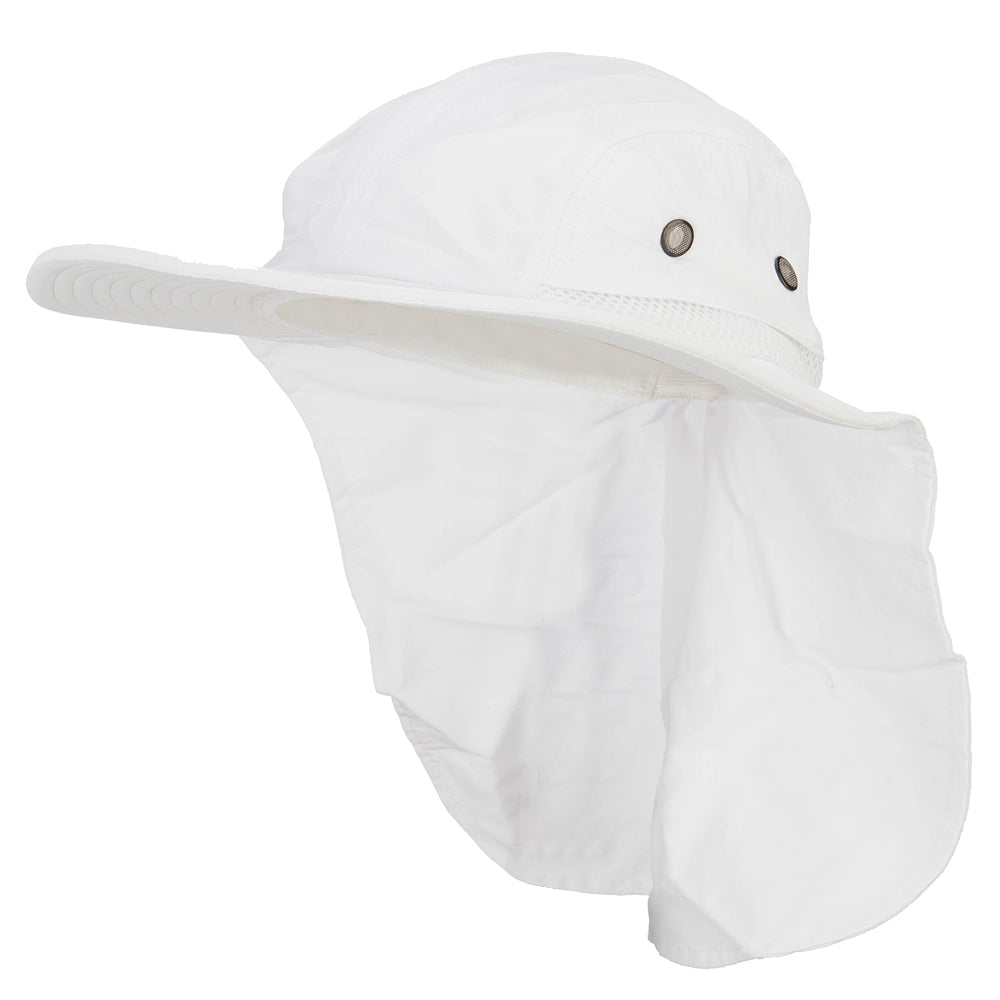 Mesh Sun Protection Flap Hat - White OSFM