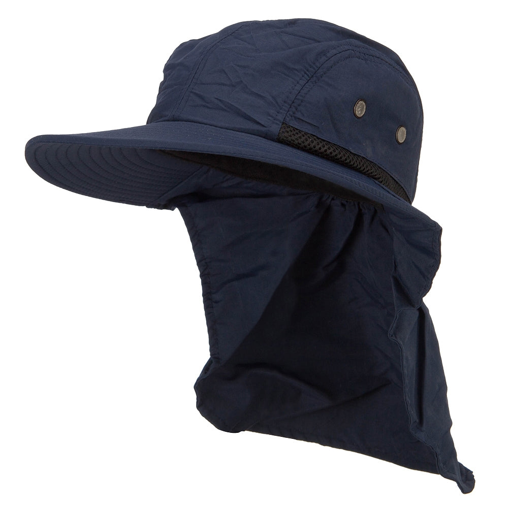 Mesh Sun Protection Flap Hat - Navy OSFM