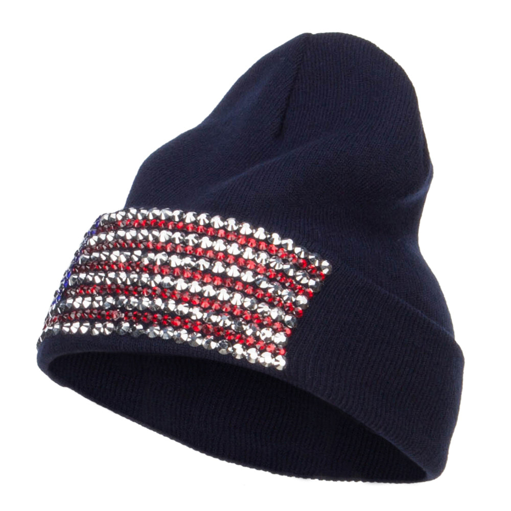 American Flag Stone Beanie - Navy OSFM