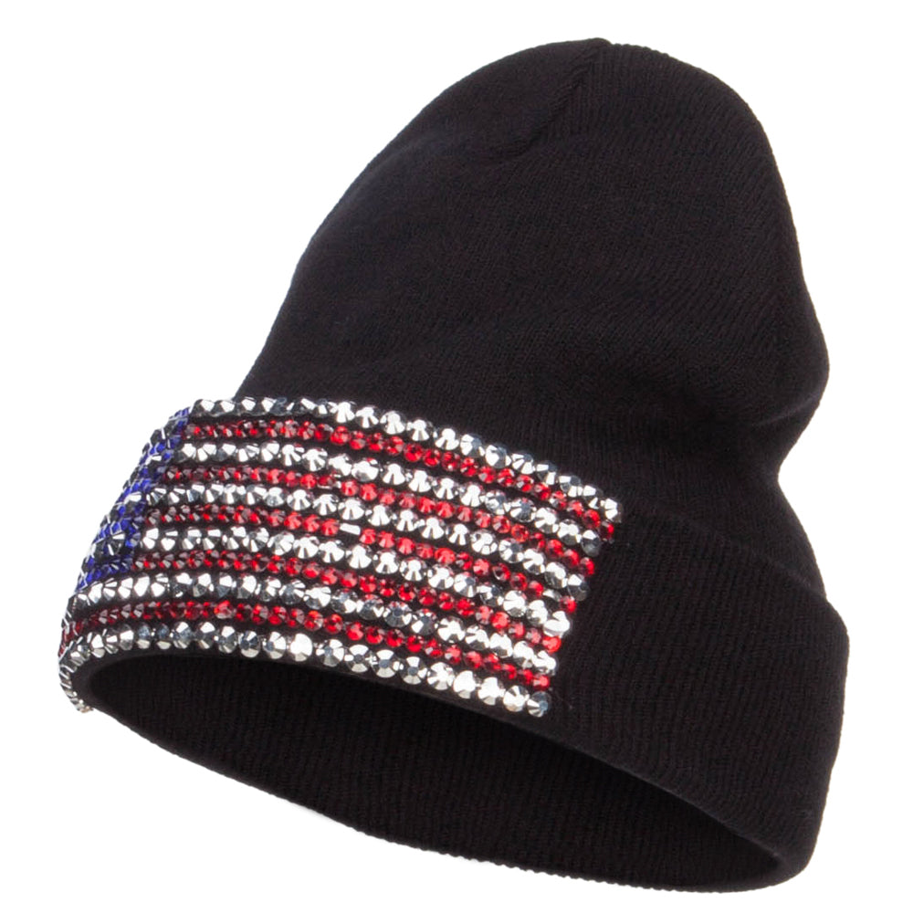 American Flag Stone Beanie - Black OSFM