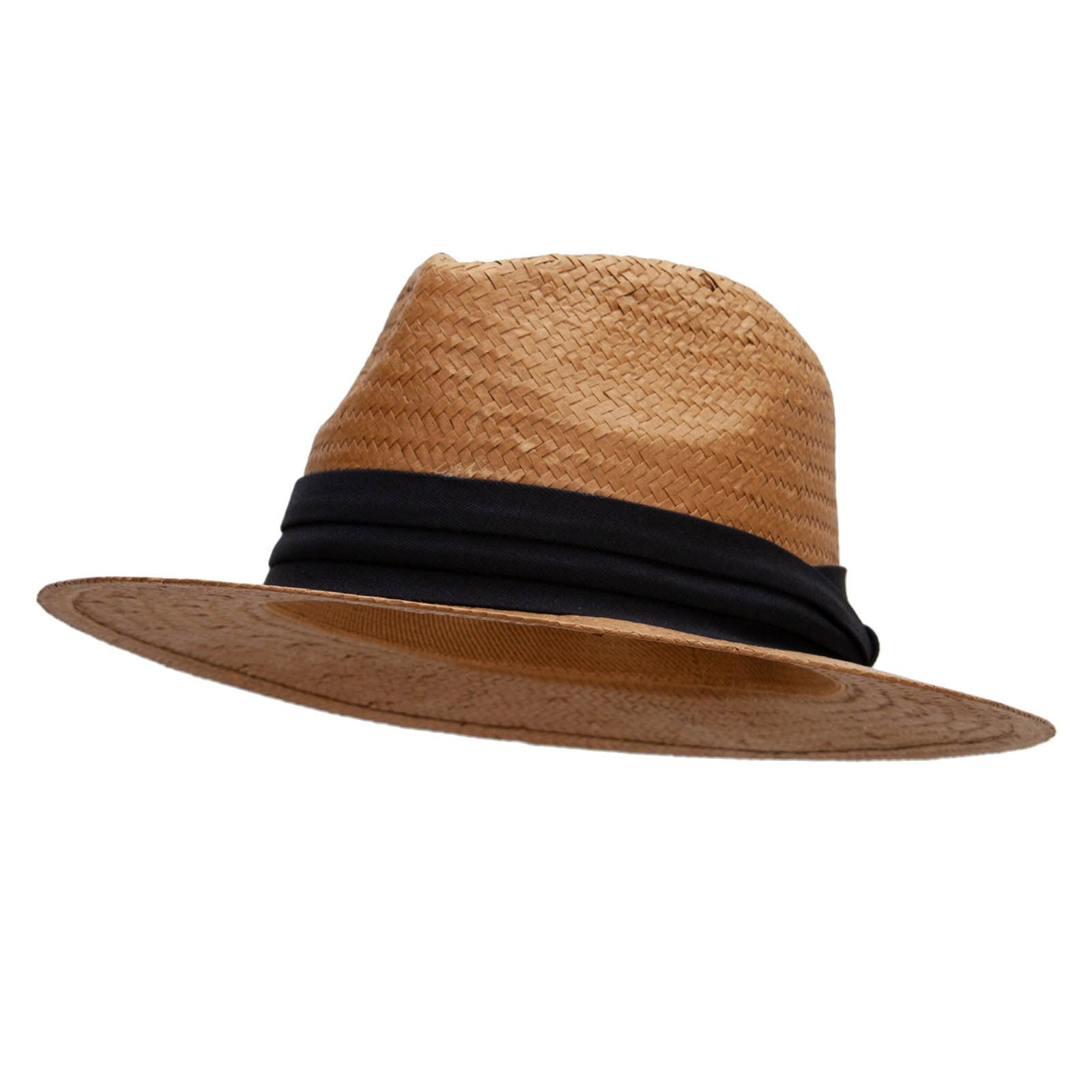 Toyo Fedora Hat with Color Band - Camel Black OSFM