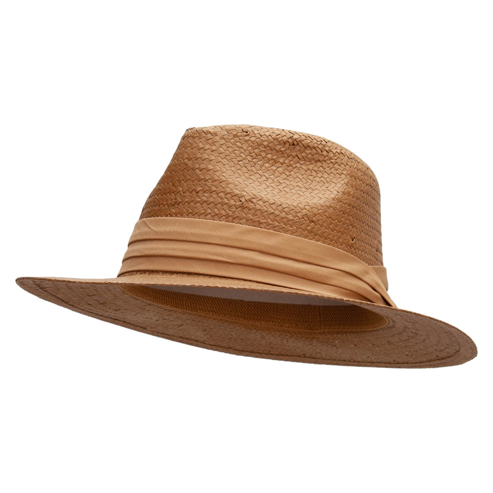 Toyo Fedora Hat with Color Band - Camel Tan OSFM