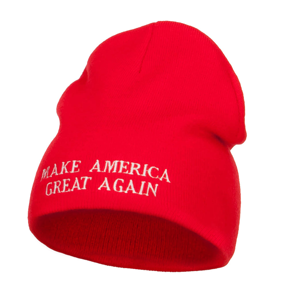 Make America Great Again Embroidered Short Beanie - Red OSFM